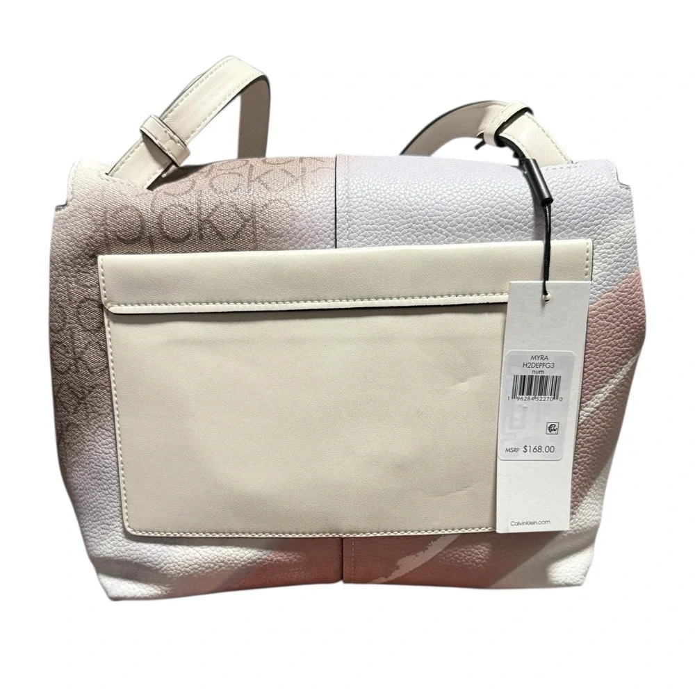 NWT Calvin Klein Myra Signature Crossbody Color Block Luxury Large‎ Bag $168
